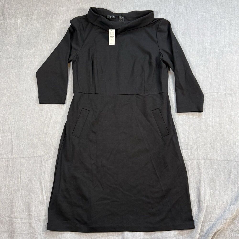 Talbots Black Sheath Dress Mock Neck Women’s 10P NWT $149 Elegant Classic